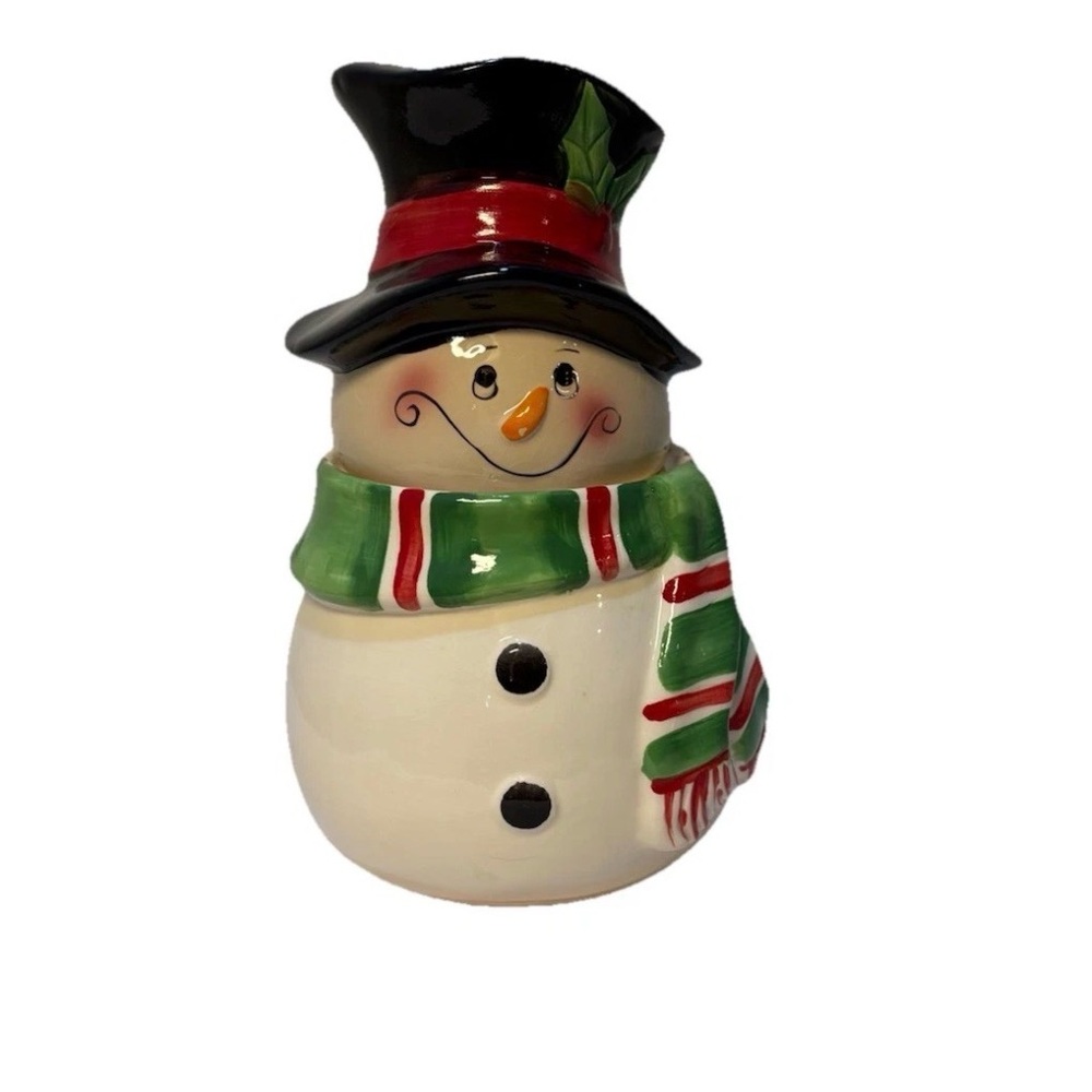 Vintage Snowman Frosty Cookie Jar Festive Holiday